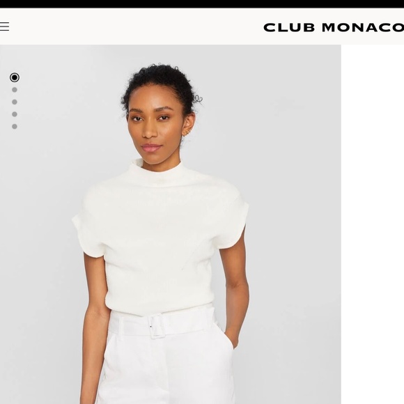 Club Monaco Boucle Mock Neck Sweater-white - Picture 2 of 3